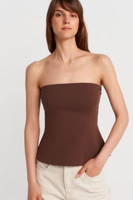 Trägerlose Slim-Fit Bandeau-Bluse