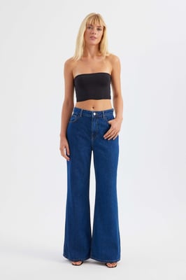 Hochtaillierte gerade Jeans