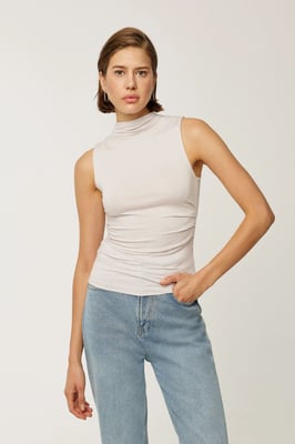 Ärmellose Drapierte Bluse