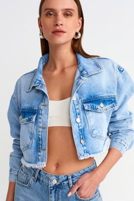 Gekürzte Denim-Pufferjacke