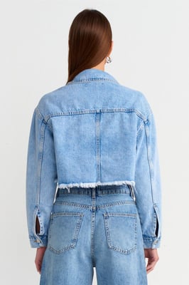 Gekürzte Denim-Pufferjacke