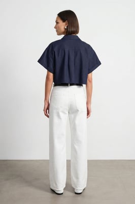 Hoch Taillenweite Bein Baumwoll-Denim-Jeans