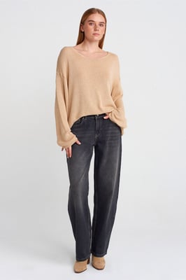 Hochtaillierte Ballon-Weitbein-Jeans