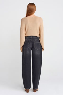 Hochtaillierte Ballon-Weitbein-Jeans