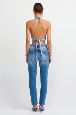 Niedrig geschnittene Gerade Jeans