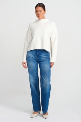 Hochgeschnittene Gerade Baumwolljeans