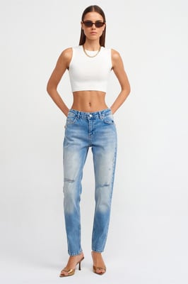 Niedrig geschnittene Gerade Jeans