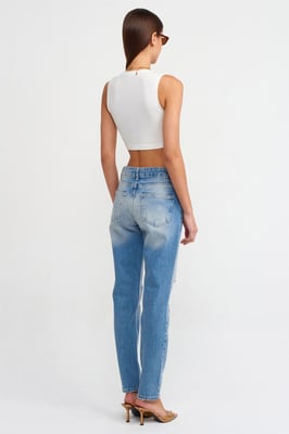 Niedrig geschnittene Gerade Jeans