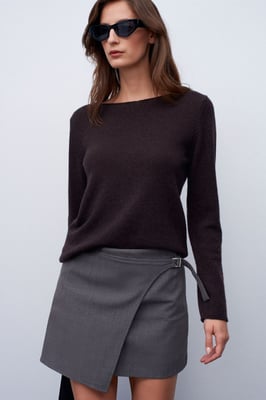 Kaschmir-Rippboot-Ausschnitt-Pullover