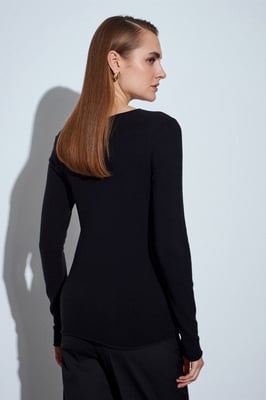 Damen Rippstrick Boot-Neck Slim-Fit Pullover