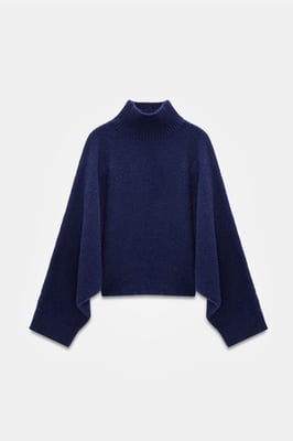Übergroßer gerippter Rollkragenpullover