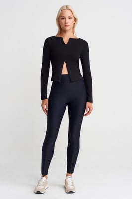 Hochtaillierte Skinny-Leggings mit Reißverschlussdetails