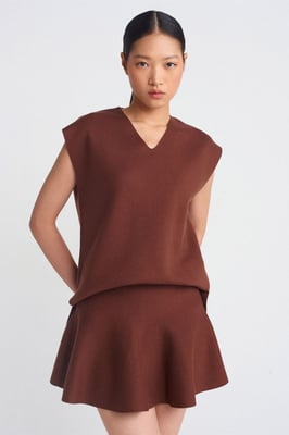 Damen Ribbed V-Ausschnitt Strickweste