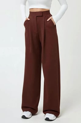 Hochtaillierte elastische Crepe Palazzo-Hose