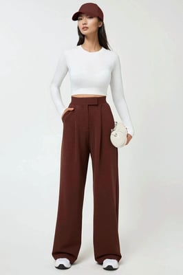 Hochtaillierte elastische Crepe Palazzo-Hose