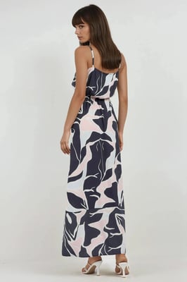 Maxikleid mit quadratischem Ausschnitt und Print