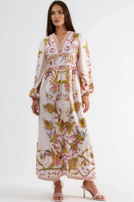 Gürteltop Maxi-Kleid mit V-Ausschnitt