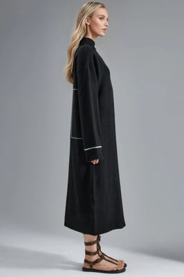 Polokragen Rippstrick-Midi-Strickkleid