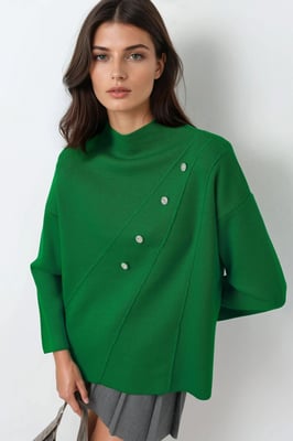 Knopfdetaillierter Strickpullover