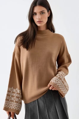 Crewneck-Jacquard-Strickpullover