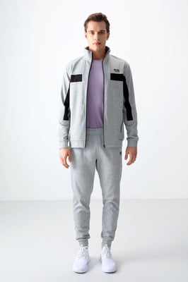 Herren Color Block Fleece Sweatshirt und Hose Set