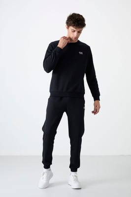 Herren Baumwoll-Polyester Fleece Sweatshirt- und Hosen-Set