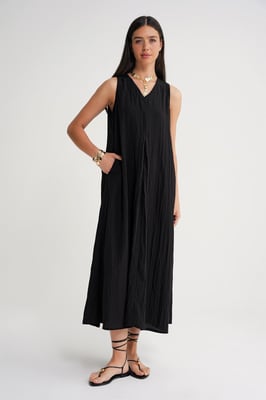 V-Ausschnitt Maxikleid
