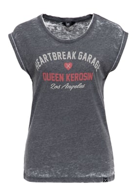 Queen Kerosin Damen Enzym Wash T-Shirt Heartbreak Garage