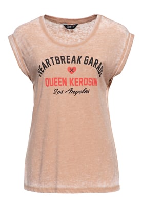 Queen Kerosin Damen Enzym Wash T-Shirt Heartbreak Garage