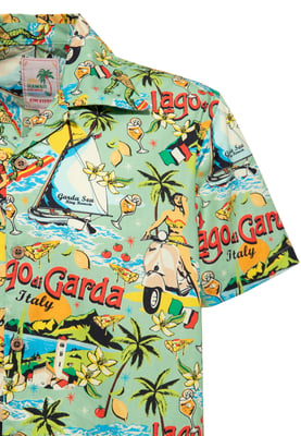 King Kerosin Herren Hawaiihemd Lago di Garda
