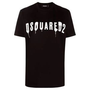 Dsquared2 Dripping Spray Logo Schwarzes T-shirt