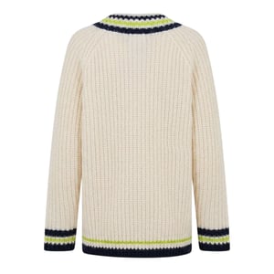 Lacoste - Pullover Top für Damen, V-Ausschnitt, leger (Cremefarbe/Schwarz)