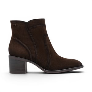 Tamaris Damen-Mocca Braune Wildlederlederstiefel mit Absatz – 25313-47