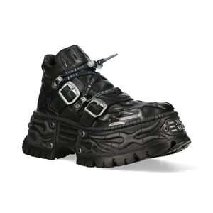 New Rock Black Leather Gothic Biker Platform-Knöchelstiefel – NEWWALL020-C4