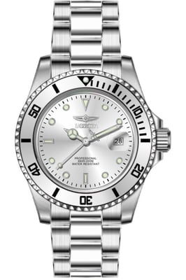 Invicta Pro Diver 50587 Herrenuhr - Quarzwerk - Edelstahl mit silbernem Zifferblatt - 40 mm
