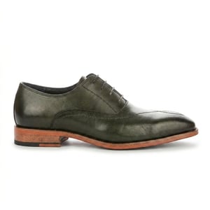 Justin Reess Herren grüne Leder-Kreuzstich mit Fußkappe Oxford-Schuhe – Jett