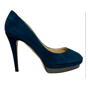 Jimmy Choo Plateau-Pumps aus blauen Wildleder