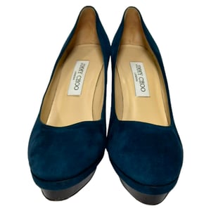 Jimmy Choo Plateau-Pumps aus blauen Wildleder