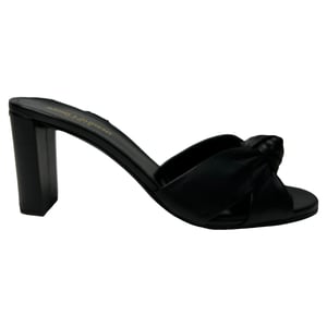 Saint Laurent Bianca Slide Sandalen aus schwarzem Leder