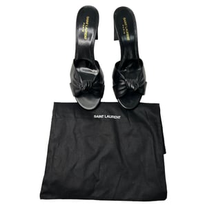 Saint Laurent Bianca Slide Sandalen aus schwarzem Leder