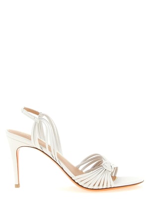 Santoni weiße Lammleder-Stilettoabsatzsandalen