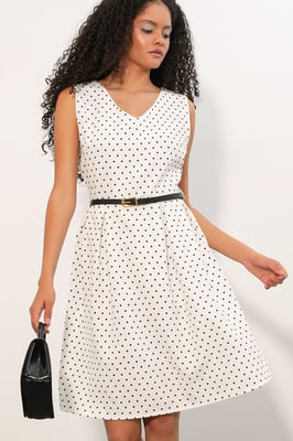 Punkte-Muster Tailliertes Midikleid im A-Linien-Stil