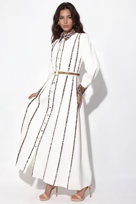 Leopardenmuster Maxi Hemdkleid