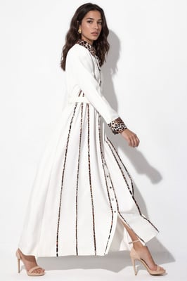 Leopardenmuster Maxi Hemdkleid