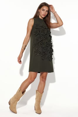 Gesticktes ärmelloses Minikleid