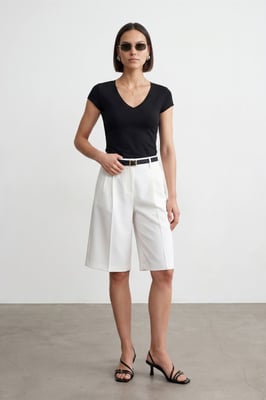 Slim Fit V-Ausschnitt Jerseybluse