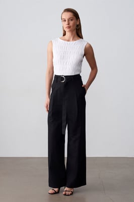 Gürtelweite Leinen-Mix-Hose
