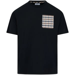 Aquascutum Active Raglan Check Pocket Schwarzes T-shirt