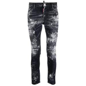 Dsquared2 Skater Jeans Mit Destroyed Paint Effect, Schwarz
