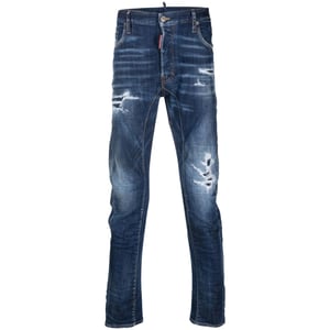 Dsquared2 Tikdy Biker Jeans Worn Reinforced Wash Blue Jeans